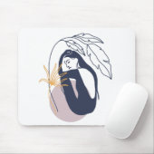Minimalistische tropische Boho-Frau in Blue Mousepad (Mit Mouse)