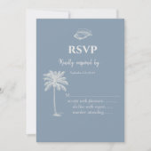 Minimalistische tropische Hochzeit Dusty Blue UAWG Einladung (Vorderseite)
