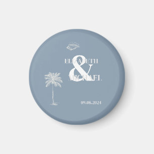 Minimalistische tropische Hochzeit Staubblau Magnet