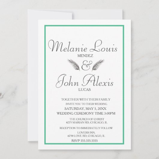 Minimalistische tropische Leaf Grünpflanzen Einfac Einladung (Vorderseite)