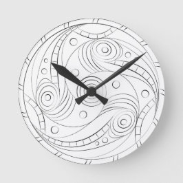 Minimalistische Trypillian-Spiralrosette rund Runde Wanduhr