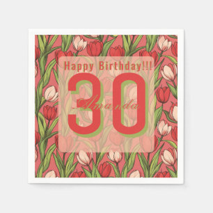 Minimalistische Tulpen-Blumen-Frau Geburtstag Serviette