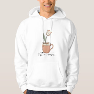 Minimalistische Tulpen-Blumen-Kaffeetasse Benutzer Hoodie