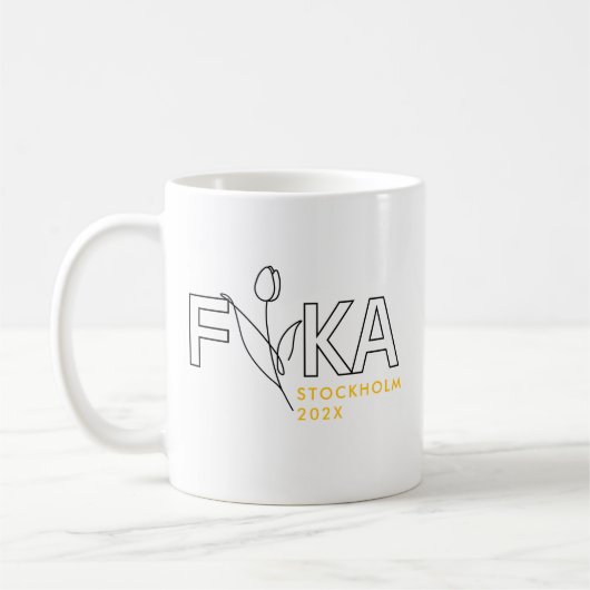 Minimalistische Tulpen-Fika Kaffeetasse (Links)