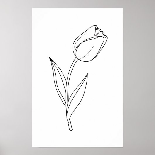 Minimalistische Tulpenliniendrawing Poster (Vorne)