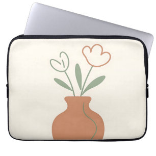 Minimalistische Tulpenvase Linienkunst Laptopschutzhülle
