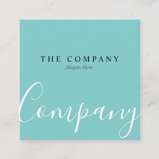 Minimalistische Türkistypo-Quadrat-Geschäfts-Karte Quadratische Visitenkarte (Vorderseite)