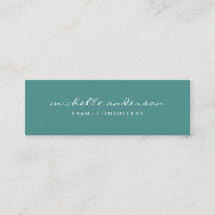 Minimalistische Turqoise mit kursivem Text Mini Visitenkarte