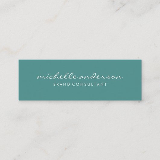 Minimalistische Turqoise mit kursivem Text Mini Visitenkarte (Vorderseite)