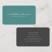 Minimalistische Turqoise mit kursivem Text Visitenkarte (Vorne/Hinten)