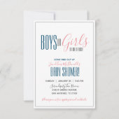 Minimalistische Twin GENDER REVEAL Dusche NAVY & C Einladung (Vorderseite)