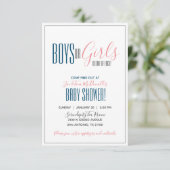 Minimalistische Twin GENDER REVEAL Dusche NAVY & C Einladung (Stehend Vorderseite)