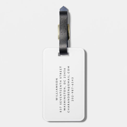 Minimalistische Typenschriftzeichen Gepäckanhänger (Rückseite vertikal)