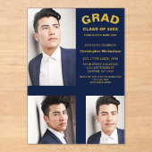 Minimalistische Typografie 3 Foto Abschluss Acryleinladungen (Vorderseite)