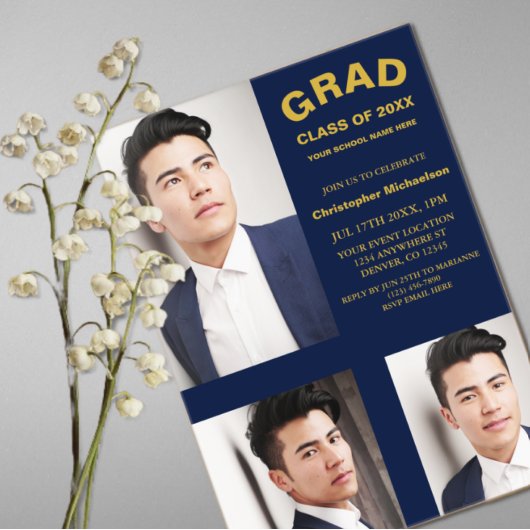 Minimalistische Typografie 3 Foto Abschluss Acryleinladungen