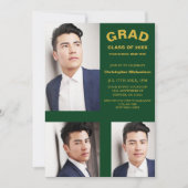 Minimalistische Typografie 3 Foto Abschluss Einladung (Vorderseite)