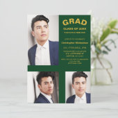 Minimalistische Typografie 3 Foto Abschluss Einladung (Stehend Vorderseite)