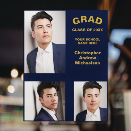 Minimalistische Typografie 3 Foto Abschluss Fensteraufkleber