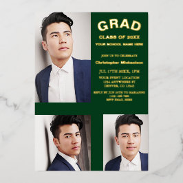 Minimalistische Typografie 3 Foto Abschluss Folieneinladung