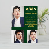 Minimalistische Typografie 3 Foto Abschluss Folieneinladung (Stehend vorne)