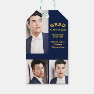 Minimalistische Typografie 3 Foto Abschluss Geschenkanhänger