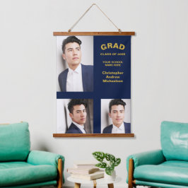 Minimalistische Typografie 3 Foto Abschluss Wandteppich Mit Holzrahmen