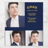 Minimalistische Typografie 3 Foto Abschluss Weinetikett (Einzelnes Label)