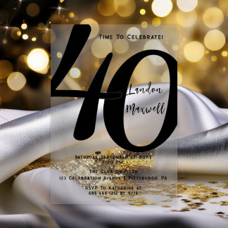 Minimalistische Typografie 40. 40. Geburtstags-Par Acryleinladungen
