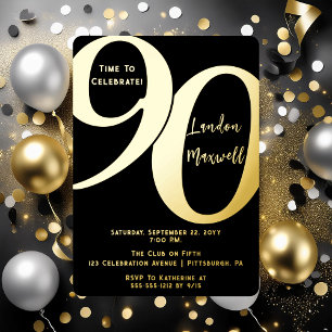 Minimalistische Typografie 90 90. Geburtstagsparte Folieneinladung