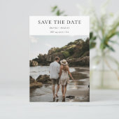 Minimalistische Typografie | Beach Foto Wedding Save The Date (Stehend Vorderseite)