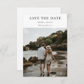 Minimalistische Typografie | Beach Foto Wedding Save The Date (Vorne/Hinten)
