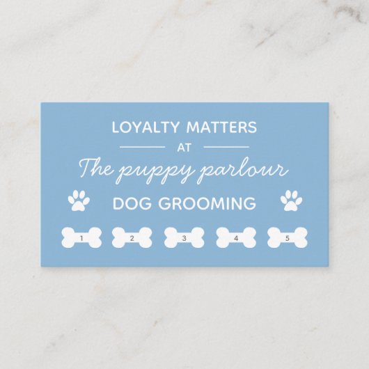 Minimalistische Typografie Blue Hunde Grooming Loy Visitenkarte (Vorderseite)
