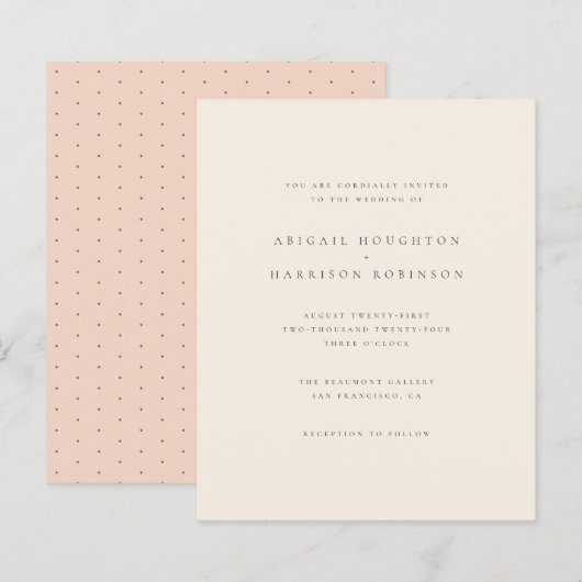 Minimalistische Typografie Blush & Cream Wedding (Vorne/Hinten)