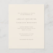 Minimalistische Typografie Blush & Cream Wedding (Vorderseite)