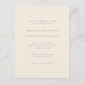 Minimalistische Typografie Blush & Cream Wedding Einladungspostkarte (Vorderseite)