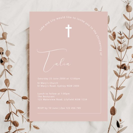 Minimalistische Typografie-Bogen-Taufe Einladung