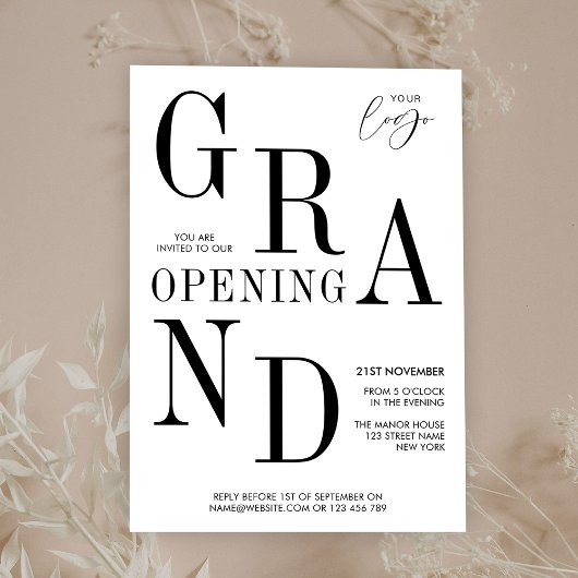 Minimalistische Typografie Business Grand Opening  Einladung