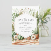 Minimalistische Typografie Cactus Wedding Save The Date (Stehend Vorderseite)