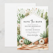 Minimalistische Typografie Cactus Wedding Save The Date (Vorne/Hinten)