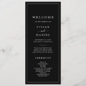 Minimalistische Typografie | Dark Black Wedding Pr Programm (Vorderseite)