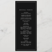 Minimalistische Typografie | Dark Black Wedding Pr Programm (Rückseite)