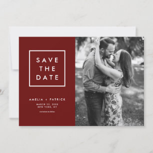 Minimalistische Typografie Dunkles Rotes Foto Save The Date