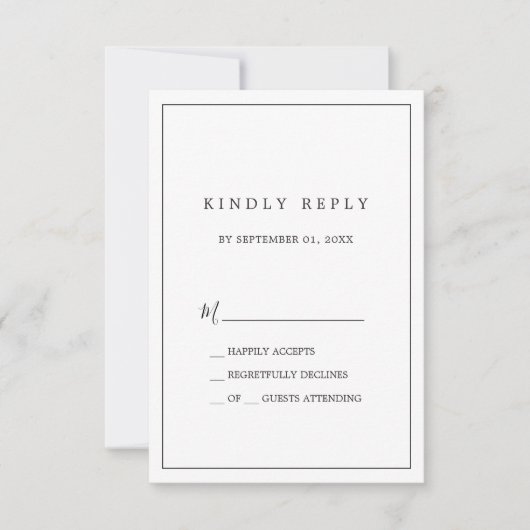 Minimalistische Typografie Einfache RSVP-Karte RSVP Karte (Vorderseite)