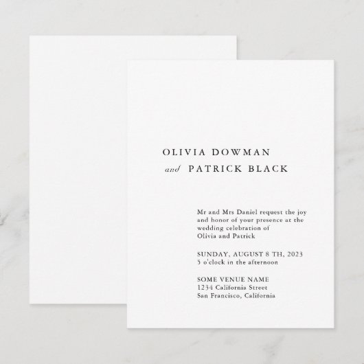 Minimalistische Typografie Einladung (Vorne/Hinten)