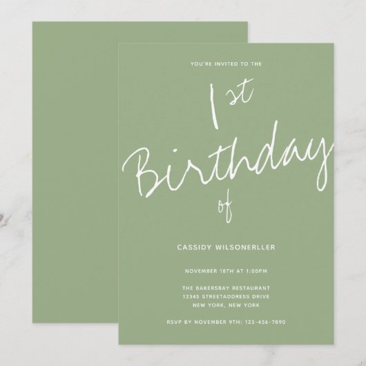 Minimalistische Typografie Einladung (Vorne/Hinten)