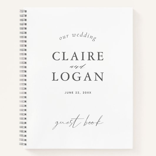 Minimalistische Typografie Elegant Wedding Gästebu Notizblock (Vorderseite)