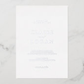 Minimalistische Typografie Elegante White Wedding Folieneinladung (Vorderseite)