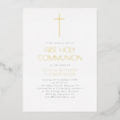 Minimalistische Typografie Erste Heilige Kommune R Folieneinladung (Vorderseite)