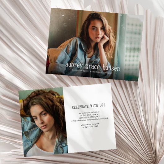 Minimalistische Typografie Foto Abschluss Einladung