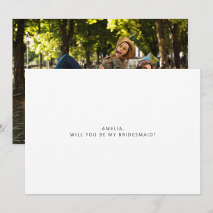 Minimalistische Typografie Foto Bridesmaid Vorschl Mitteilungskarte